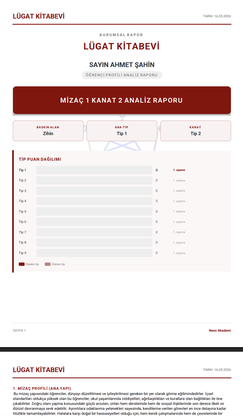Danışana <em>yazılı rapor</em>